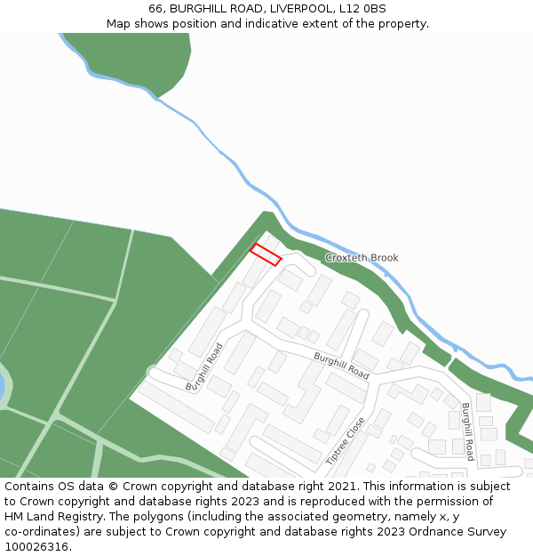 66, BURGHILL ROAD, LIVERPOOL, L12 0BS: Location map and indicative extent of plot