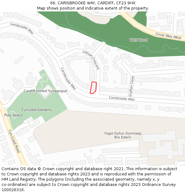 66, CARISBROOKE WAY, CARDIFF, CF23 9HX: Location map and indicative extent of plot