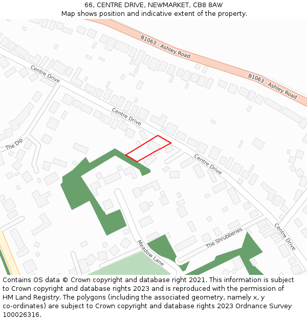 66, CENTRE DRIVE, NEWMARKET, CB8 8AW: Location map and indicative extent of plot