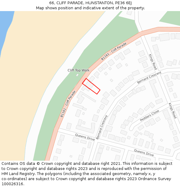 66, CLIFF PARADE, HUNSTANTON, PE36 6EJ: Location map and indicative extent of plot
