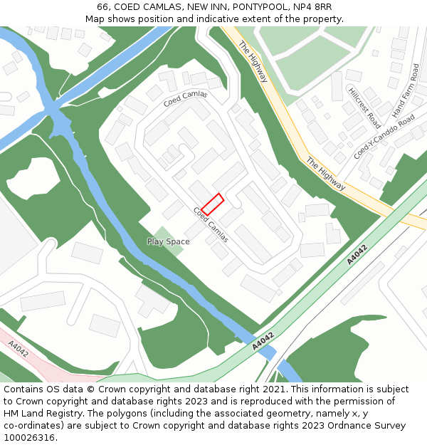 66, COED CAMLAS, NEW INN, PONTYPOOL, NP4 8RR: Location map and indicative extent of plot