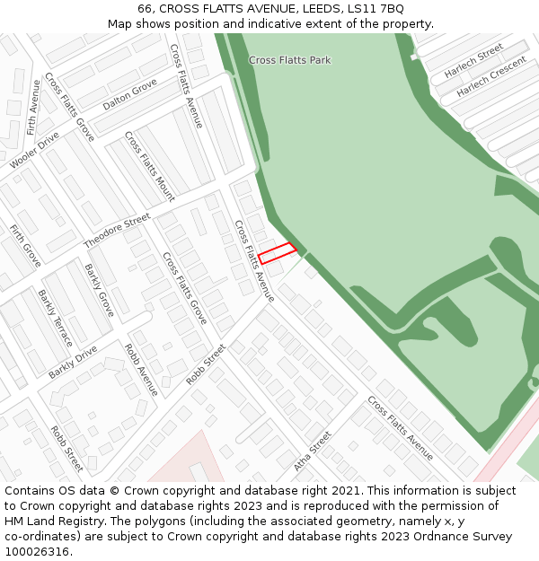 66, CROSS FLATTS AVENUE, LEEDS, LS11 7BQ: Location map and indicative extent of plot