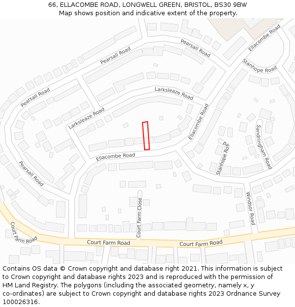 66, ELLACOMBE ROAD, LONGWELL GREEN, BRISTOL, BS30 9BW: Location map and indicative extent of plot