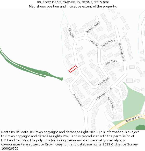 66, FORD DRIVE, YARNFIELD, STONE, ST15 0RP: Location map and indicative extent of plot