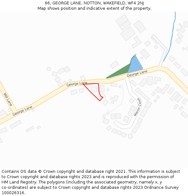 66, GEORGE LANE, NOTTON, WAKEFIELD, WF4 2NJ: Location map and indicative extent of plot