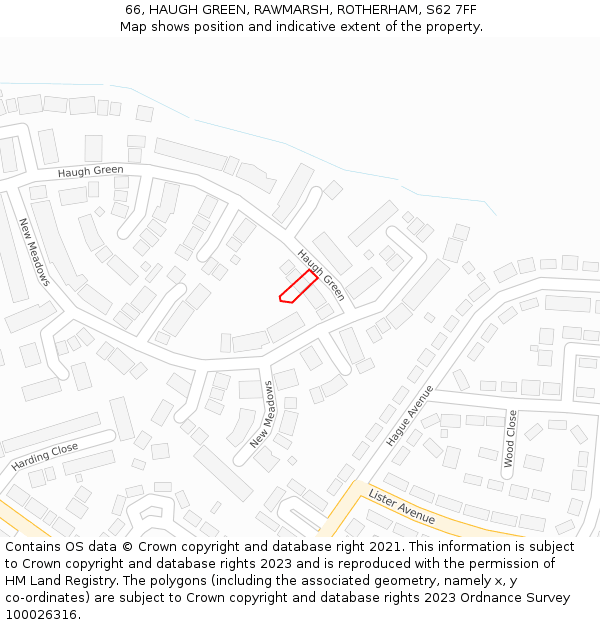 66, HAUGH GREEN, RAWMARSH, ROTHERHAM, S62 7FF: Location map and indicative extent of plot