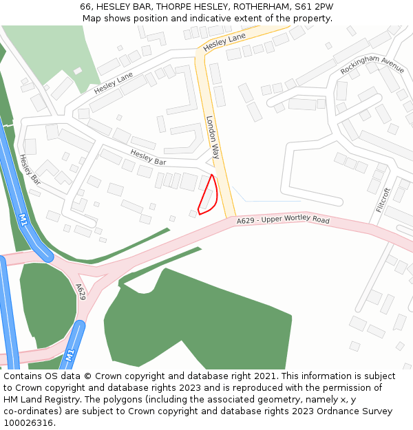 66, HESLEY BAR, THORPE HESLEY, ROTHERHAM, S61 2PW: Location map and indicative extent of plot