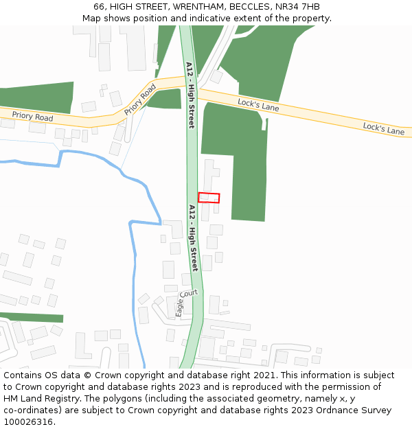 66, HIGH STREET, WRENTHAM, BECCLES, NR34 7HB: Location map and indicative extent of plot