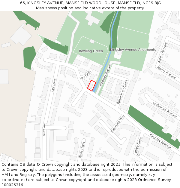 66, KINGSLEY AVENUE, MANSFIELD WOODHOUSE, MANSFIELD, NG19 8JG: Location map and indicative extent of plot