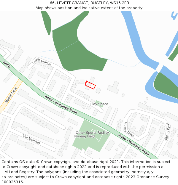 66, LEVETT GRANGE, RUGELEY, WS15 2FB: Location map and indicative extent of plot