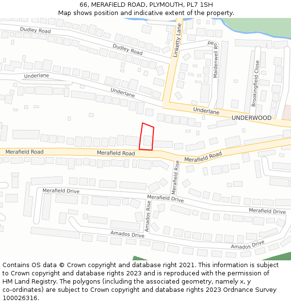 66, MERAFIELD ROAD, PLYMOUTH, PL7 1SH: Location map and indicative extent of plot