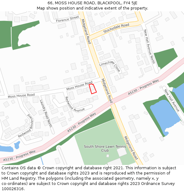 66, MOSS HOUSE ROAD, BLACKPOOL, FY4 5JE: Location map and indicative extent of plot