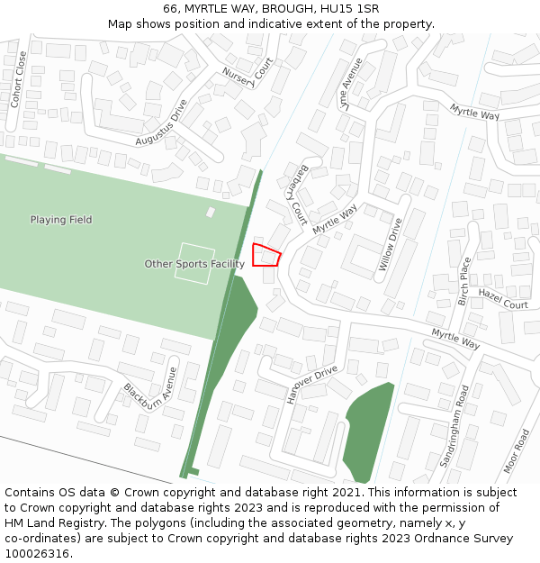 66, MYRTLE WAY, BROUGH, HU15 1SR: Location map and indicative extent of plot