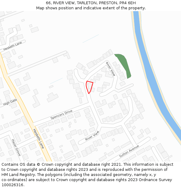 66, RIVER VIEW, TARLETON, PRESTON, PR4 6EH: Location map and indicative extent of plot