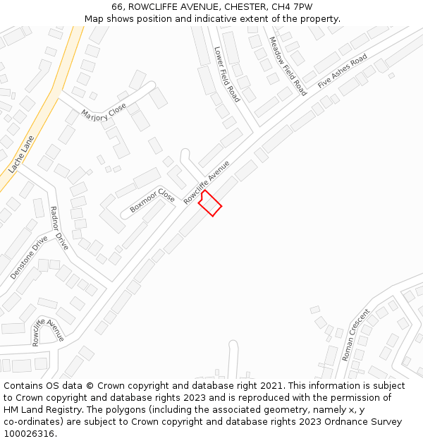 66, ROWCLIFFE AVENUE, CHESTER, CH4 7PW: Location map and indicative extent of plot