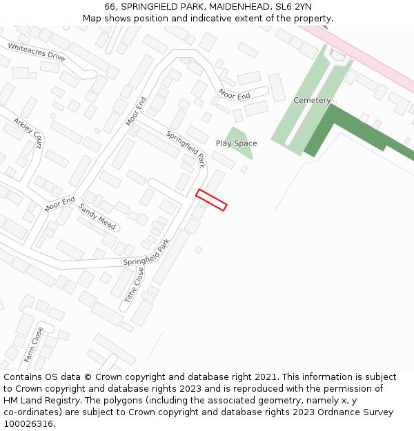 66, SPRINGFIELD PARK, MAIDENHEAD, SL6 2YN: Location map and indicative extent of plot
