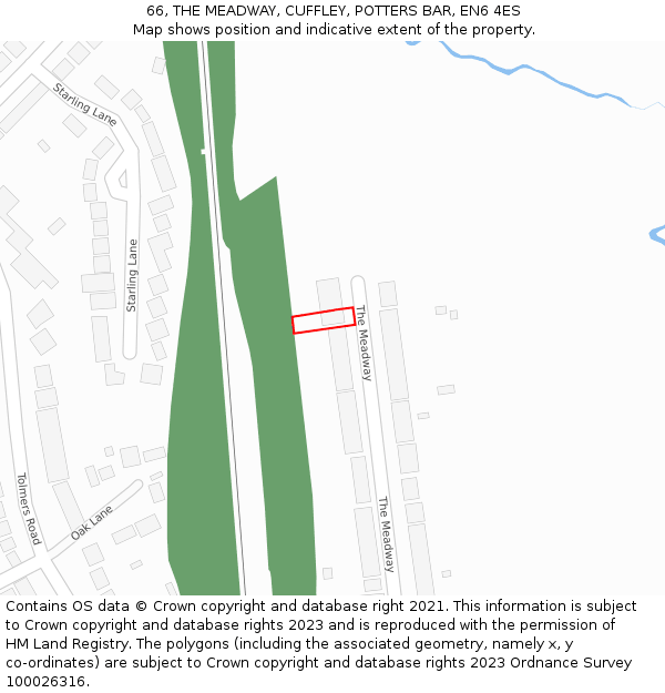 66, THE MEADWAY, CUFFLEY, POTTERS BAR, EN6 4ES: Location map and indicative extent of plot