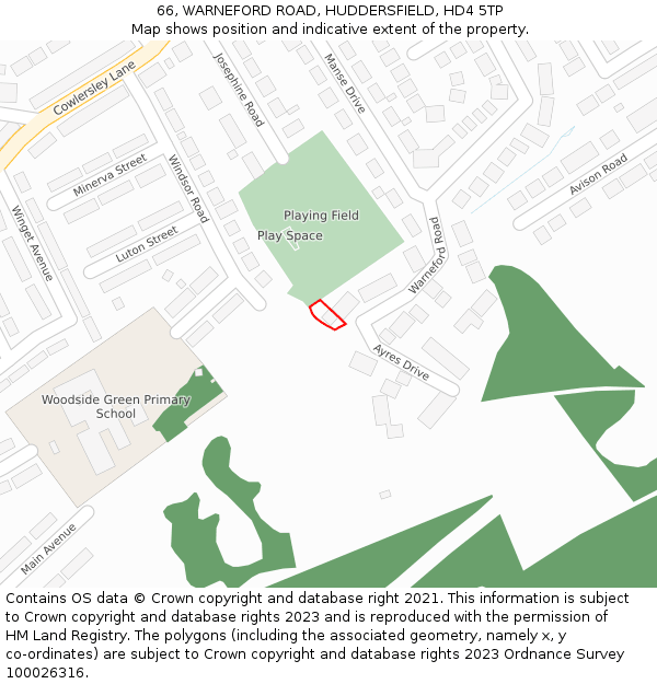 66, WARNEFORD ROAD, HUDDERSFIELD, HD4 5TP: Location map and indicative extent of plot