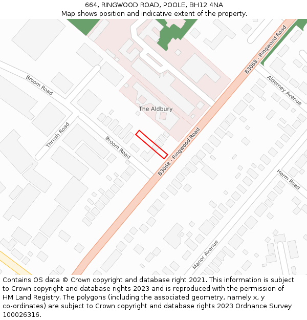 664, RINGWOOD ROAD, POOLE, BH12 4NA: Location map and indicative extent of plot