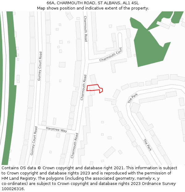 66A, CHARMOUTH ROAD, ST ALBANS, AL1 4SL: Location map and indicative extent of plot