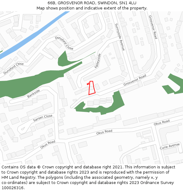 66B, GROSVENOR ROAD, SWINDON, SN1 4LU: Location map and indicative extent of plot