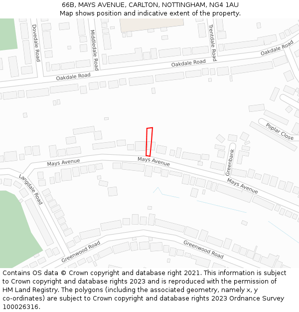 66B, MAYS AVENUE, CARLTON, NOTTINGHAM, NG4 1AU: Location map and indicative extent of plot