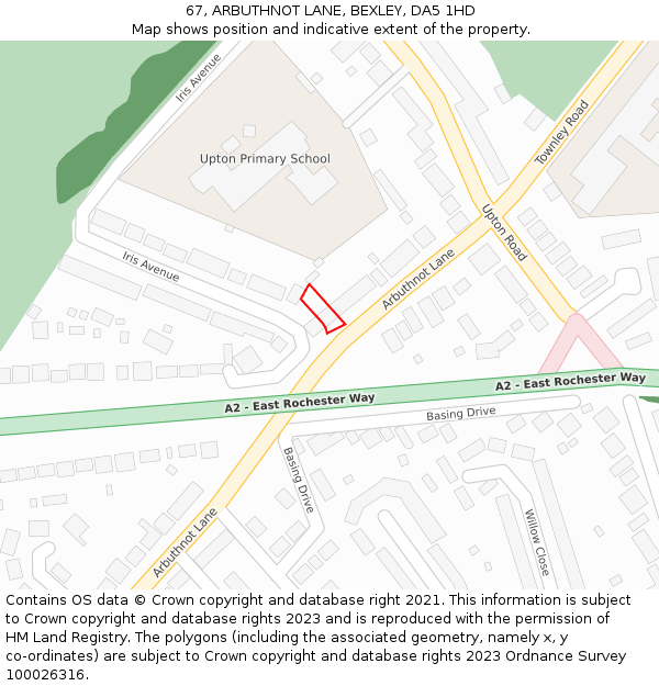 67, ARBUTHNOT LANE, BEXLEY, DA5 1HD: Location map and indicative extent of plot