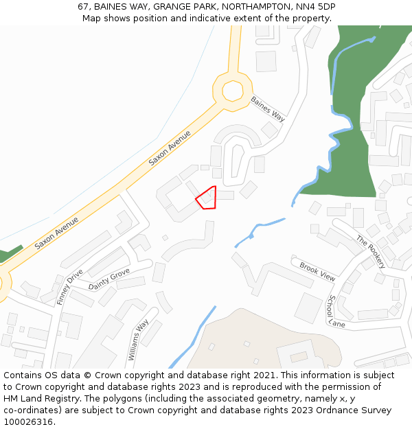 67, BAINES WAY, GRANGE PARK, NORTHAMPTON, NN4 5DP: Location map and indicative extent of plot