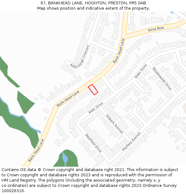 67, BANKHEAD LANE, HOGHTON, PRESTON, PR5 0AB: Location map and indicative extent of plot