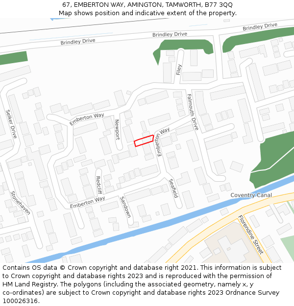 67, EMBERTON WAY, AMINGTON, TAMWORTH, B77 3QQ: Location map and indicative extent of plot