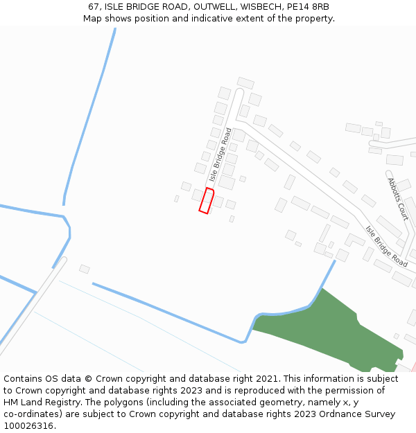 67, ISLE BRIDGE ROAD, OUTWELL, WISBECH, PE14 8RB: Location map and indicative extent of plot