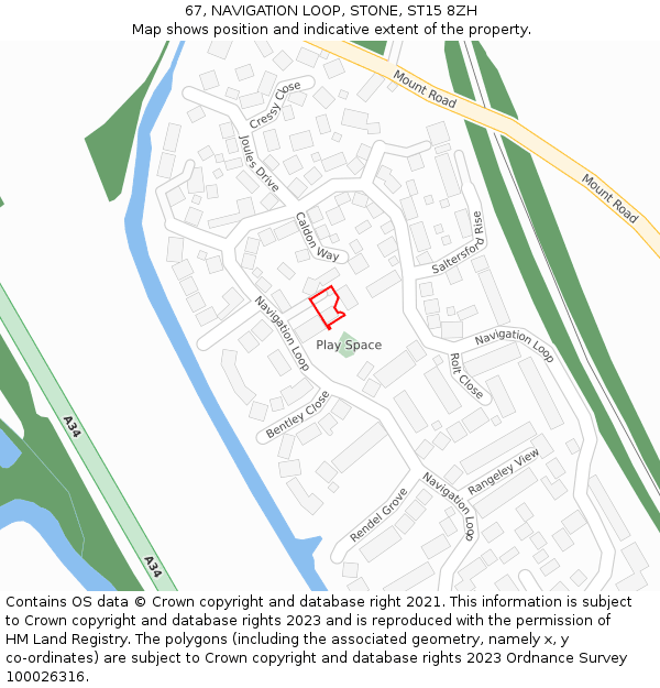 67, NAVIGATION LOOP, STONE, ST15 8ZH: Location map and indicative extent of plot