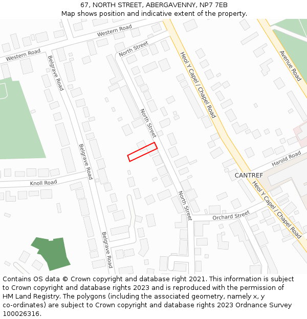 67, NORTH STREET, ABERGAVENNY, NP7 7EB: Location map and indicative extent of plot