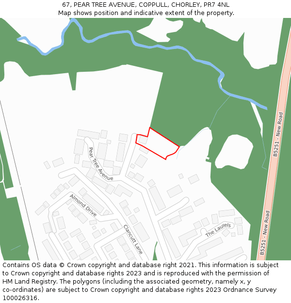 67, PEAR TREE AVENUE, COPPULL, CHORLEY, PR7 4NL: Location map and indicative extent of plot