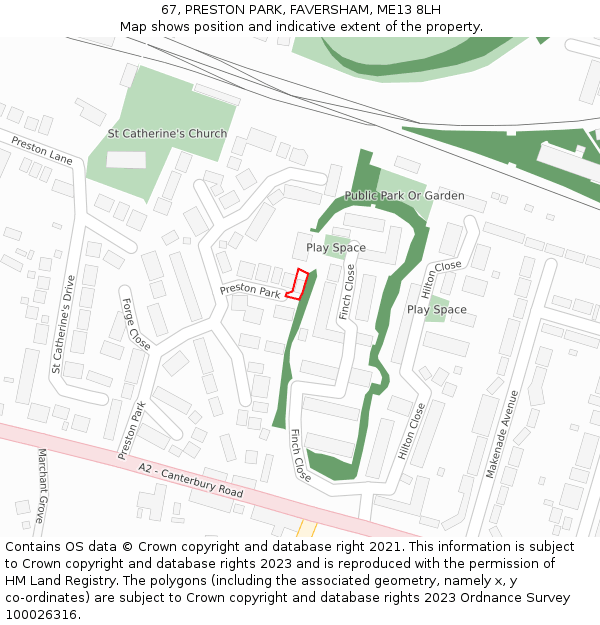 67, PRESTON PARK, FAVERSHAM, ME13 8LH: Location map and indicative extent of plot