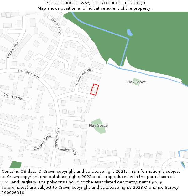 67, PULBOROUGH WAY, BOGNOR REGIS, PO22 6QR: Location map and indicative extent of plot