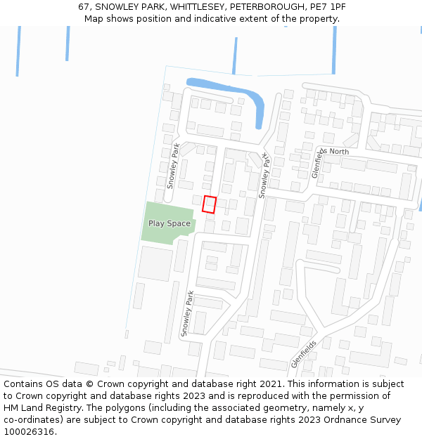 67, SNOWLEY PARK, WHITTLESEY, PETERBOROUGH, PE7 1PF: Location map and indicative extent of plot