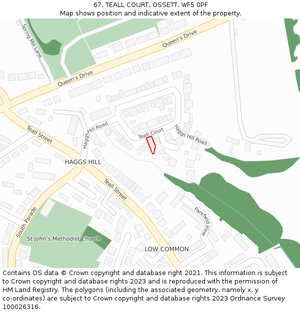 67, TEALL COURT, OSSETT, WF5 0PF: Location map and indicative extent of plot