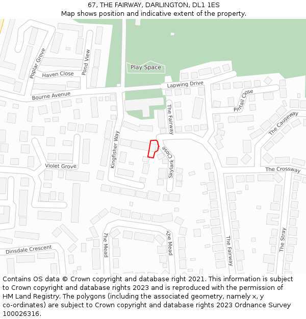 67, THE FAIRWAY, DARLINGTON, DL1 1ES: Location map and indicative extent of plot