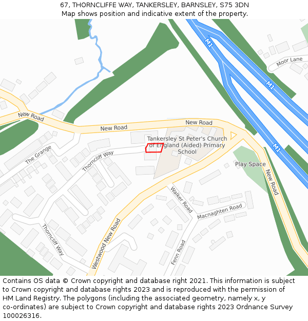 67, THORNCLIFFE WAY, TANKERSLEY, BARNSLEY, S75 3DN: Location map and indicative extent of plot