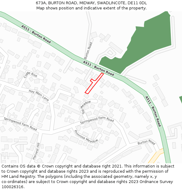 673A, BURTON ROAD, MIDWAY, SWADLINCOTE, DE11 0DL: Location map and indicative extent of plot