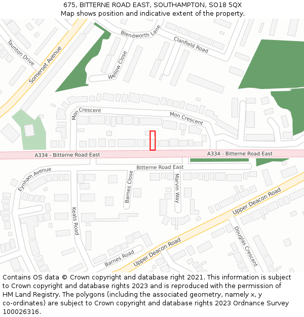 675, BITTERNE ROAD EAST, SOUTHAMPTON, SO18 5QX: Location map and indicative extent of plot