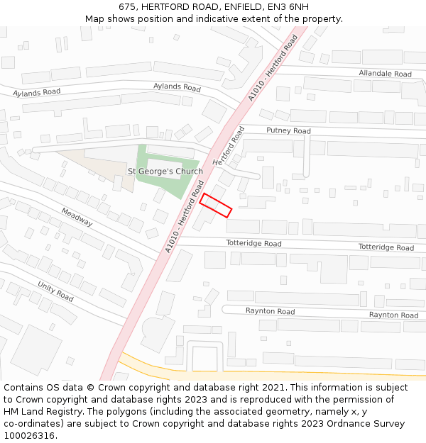 675, HERTFORD ROAD, ENFIELD, EN3 6NH: Location map and indicative extent of plot