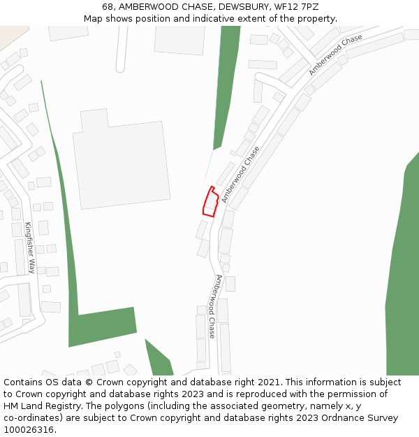 68, AMBERWOOD CHASE, DEWSBURY, WF12 7PZ: Location map and indicative extent of plot