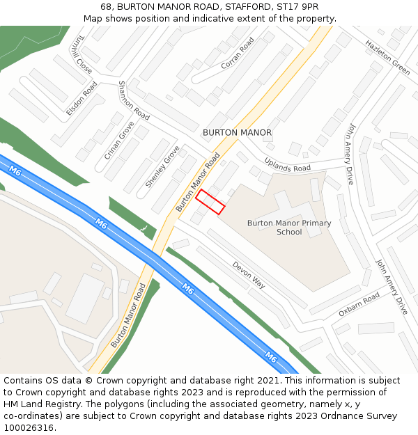 68, BURTON MANOR ROAD, STAFFORD, ST17 9PR: Location map and indicative extent of plot