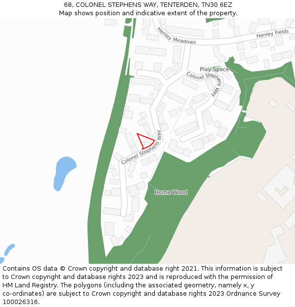 68, COLONEL STEPHENS WAY, TENTERDEN, TN30 6EZ: Location map and indicative extent of plot