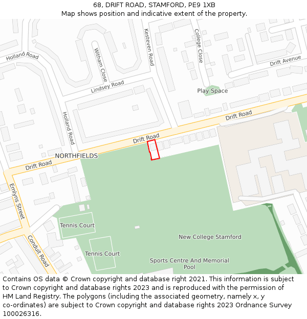 68, DRIFT ROAD, STAMFORD, PE9 1XB: Location map and indicative extent of plot