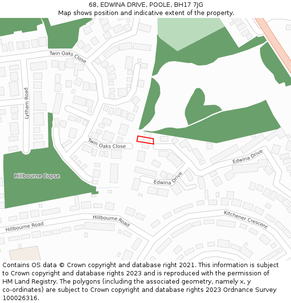 68, EDWINA DRIVE, POOLE, BH17 7JG: Location map and indicative extent of plot