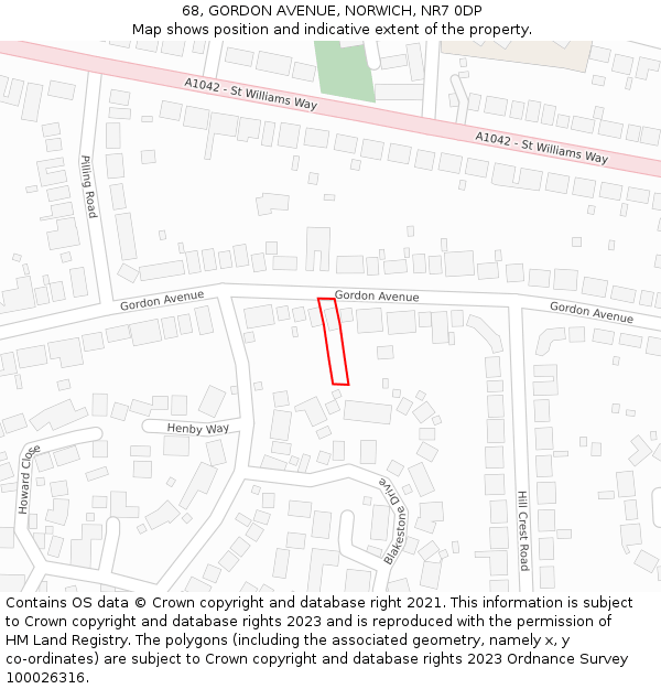 68, GORDON AVENUE, NORWICH, NR7 0DP: Location map and indicative extent of plot