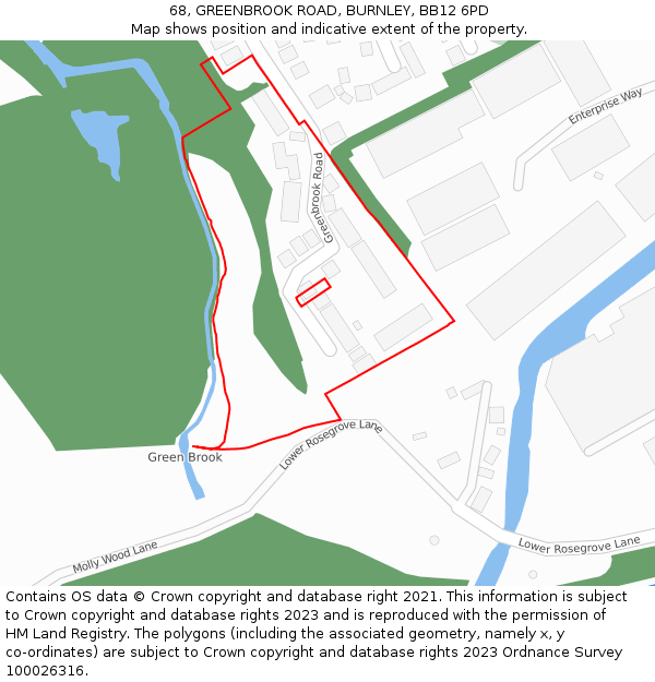 68, GREENBROOK ROAD, BURNLEY, BB12 6PD: Location map and indicative extent of plot